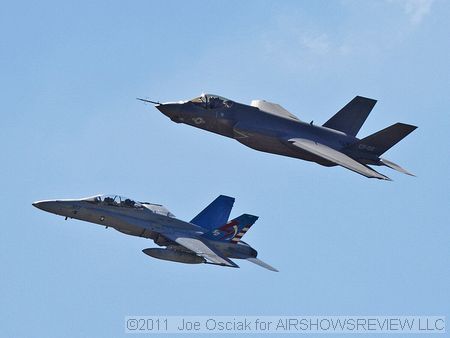 F-35 and F-18 Chase photo plane