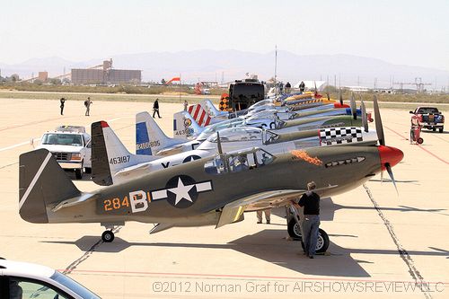 A-36 Apache is a rare sight among the P-51 Mustangs. 