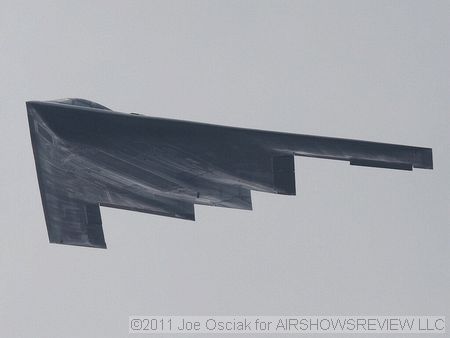 A USAF B-2A Spirit Stealth Bomber made three passes over the show on Saturday and was the highlight of that days show
